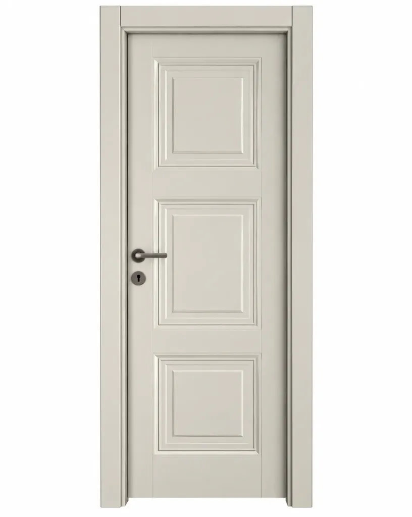Karsiyaka Light Beige PVC Door with Three Raised Panels (10cm)