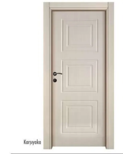 Porte en PVC beige clair Karsiyaka avec trois panneaux surélevés (10 cm)