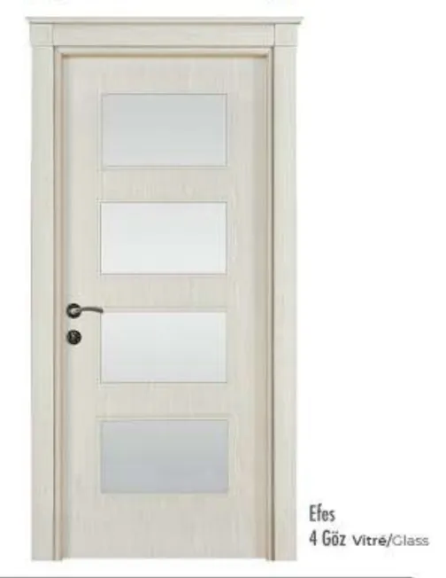Porte intérieure Efes en PVC avec quatre panneaux vitrifiés (209x86, 10 cm)