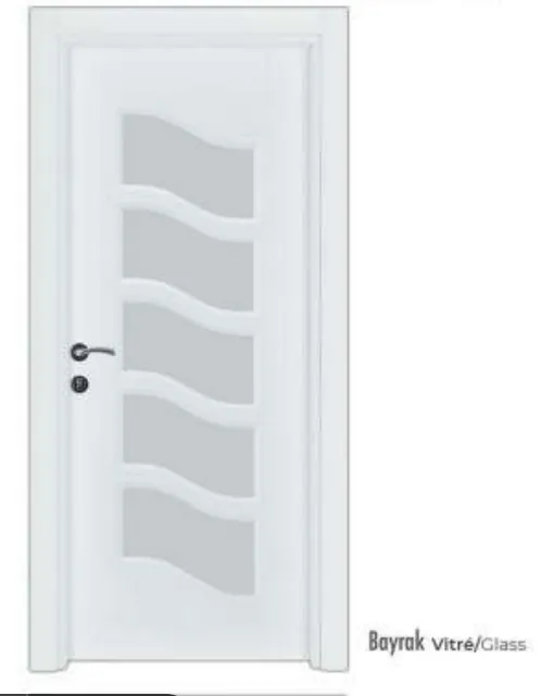 Bayrak White PVC Glazed Interior Door with Wavy Glass Panels (10cm)