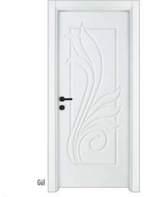Rose White PVC Interior Door with Raised Floral Panel (209x86, 10cm)
