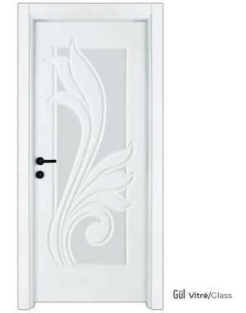 Gul White Glazed PVC Interior Door with Raised Floral Design