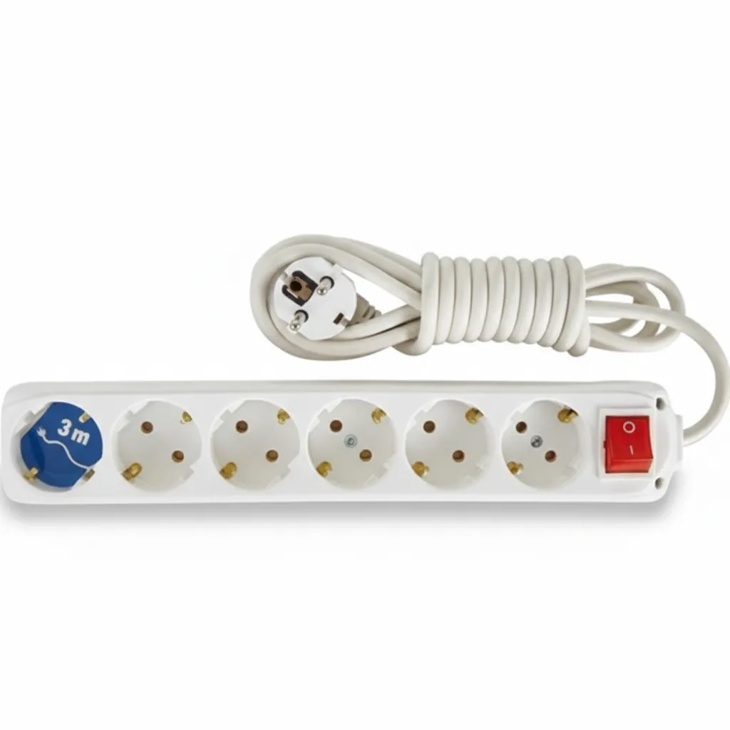 [9260203] 6 Gang Earthed Group Socket with Switch and 3 m Cord