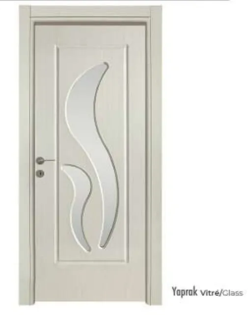 Yaprak Vitre Light Cream PVC Door with Leaf-Style Glass Insert (10cm)