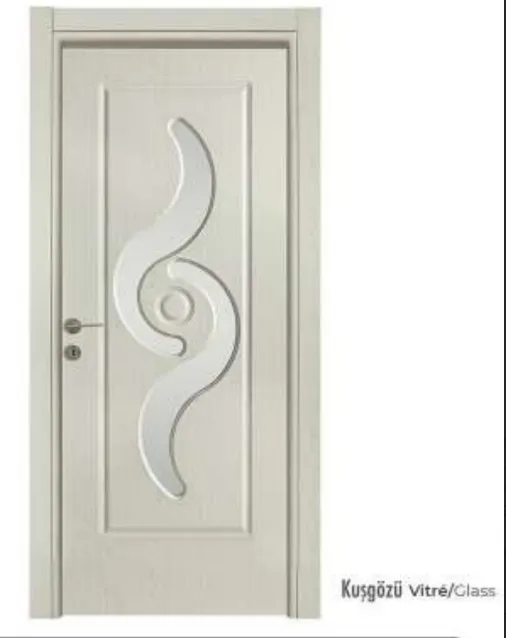 Kusgozu Light Cream Glazed PVC Interior Door with Curved Glass Panel