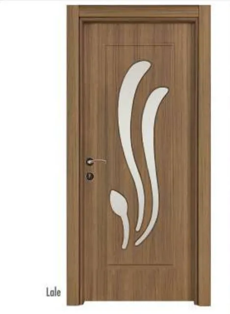 Porte intérieure vitrifiée en PVC aspect bois brun Lale avec insert courbé (209x86, 10 cm)