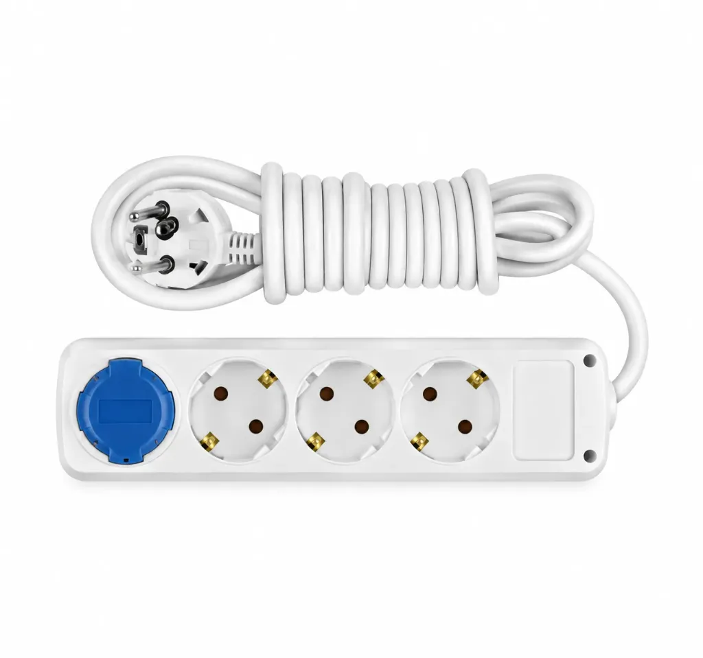 [9280103] Bloc multiprises blanc 4 postes sans terre avec cordon de 3 m