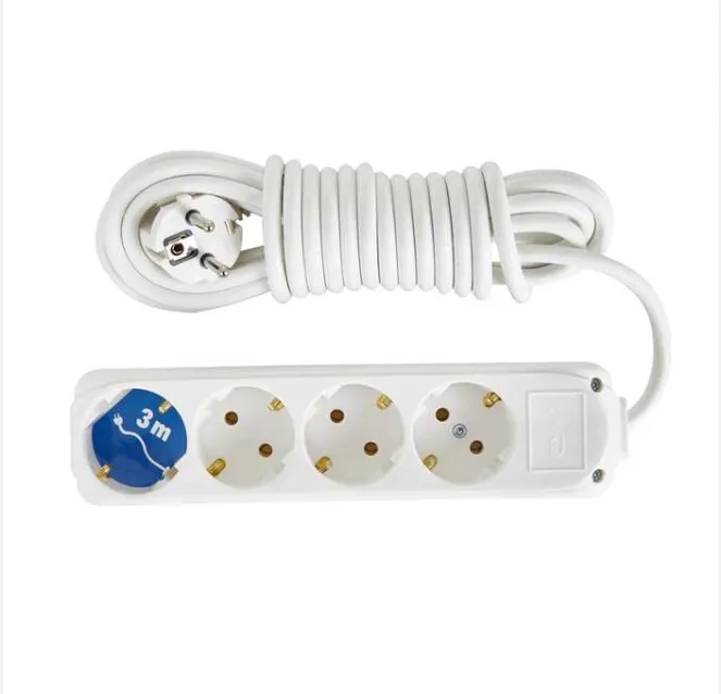 [9280103] White 4 Gang Unearthed Group Socket with 3 m Cord