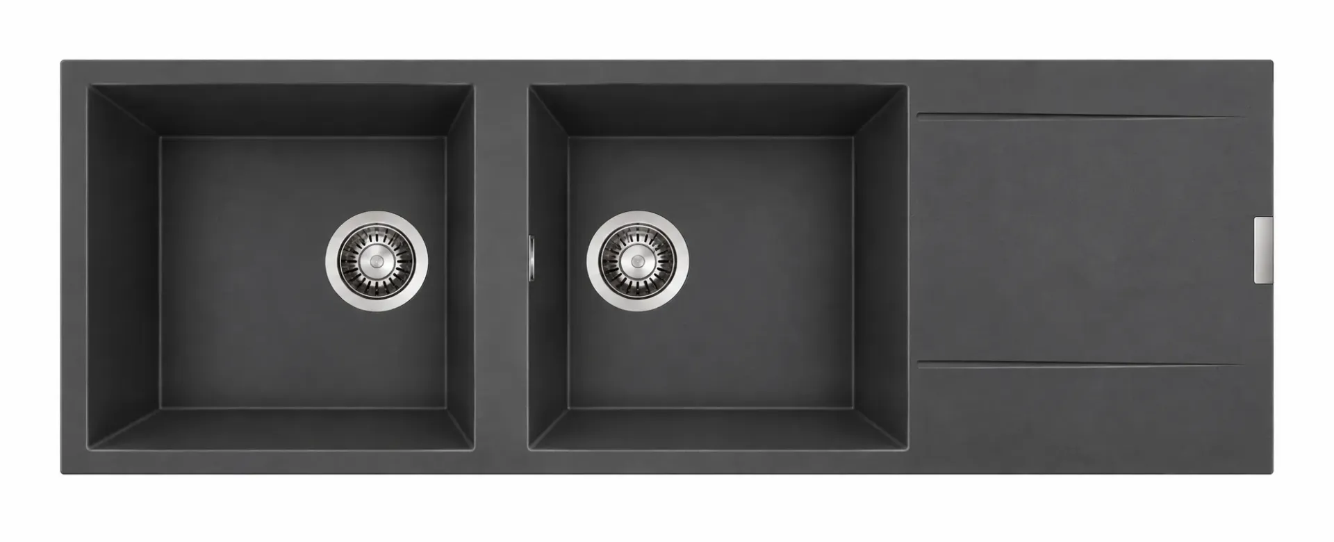 P-X116 Dark Granite Quartz 2 Bowl Sink with Right Drainer 116 x 50 cm (Anthracite)
