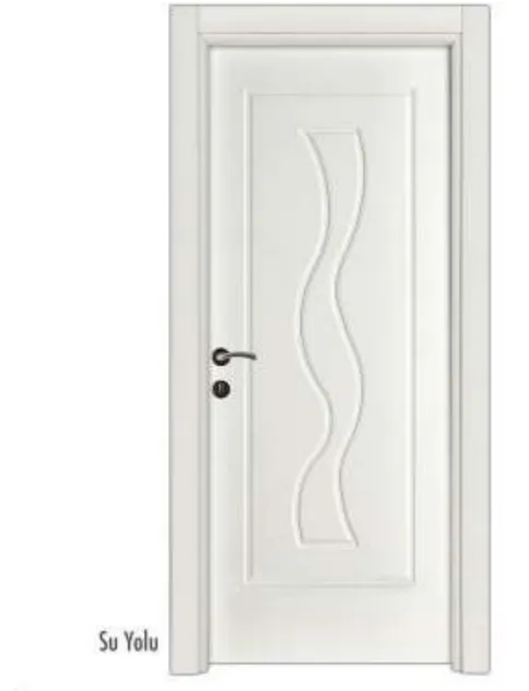 Su Yolu White PVC Interior Door with Wavy Panel Design (209x86, 10cm)