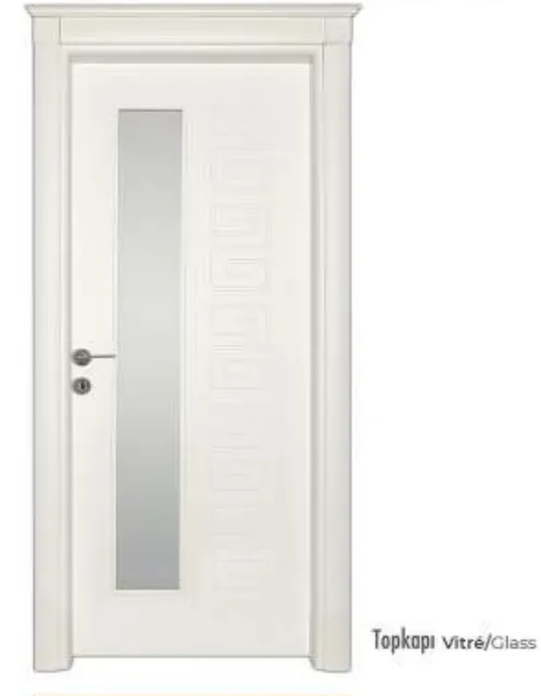 Porte intérieure en PVC blanc Topkapi avec panneau vitré vertical (10 cm)