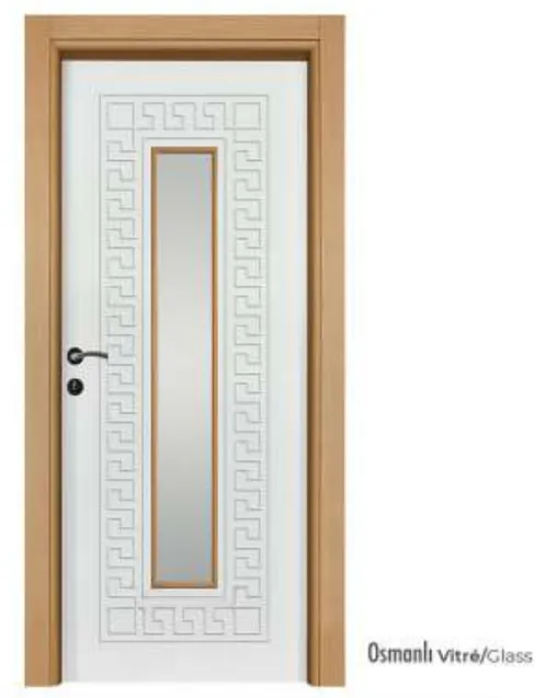 Osmanli White Glazed PVC Interior Door with Geometric Pattern (10cm)