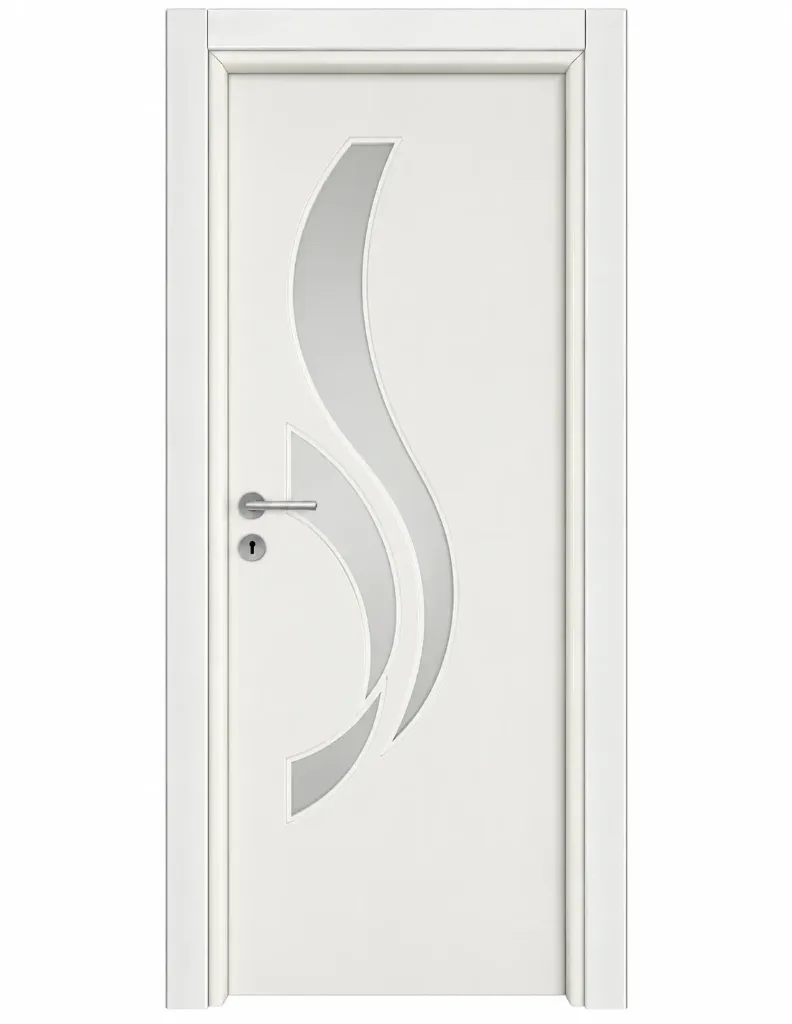 Yeni Lale Vitre White PVC Door with Curved Glass Insert (10cm)