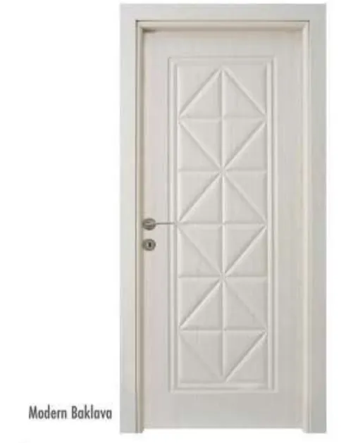 Porte PVC blanche moderne à losanges avec panneau géométrique en relief (10 cm)