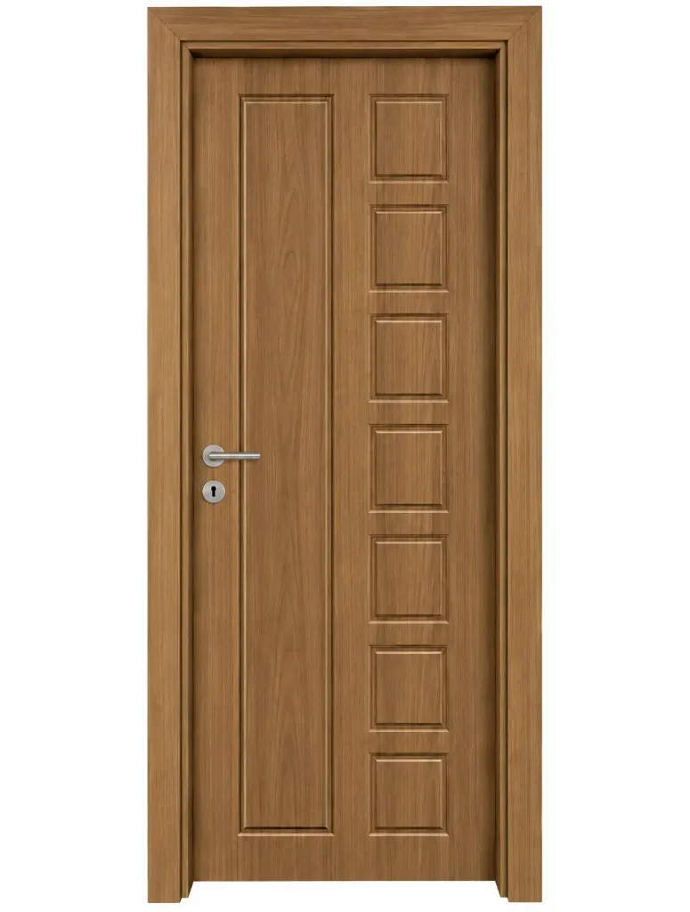 Porte intérieure en PVC Ortakoy aspect bois brun avec design à panneaux (10 cm)