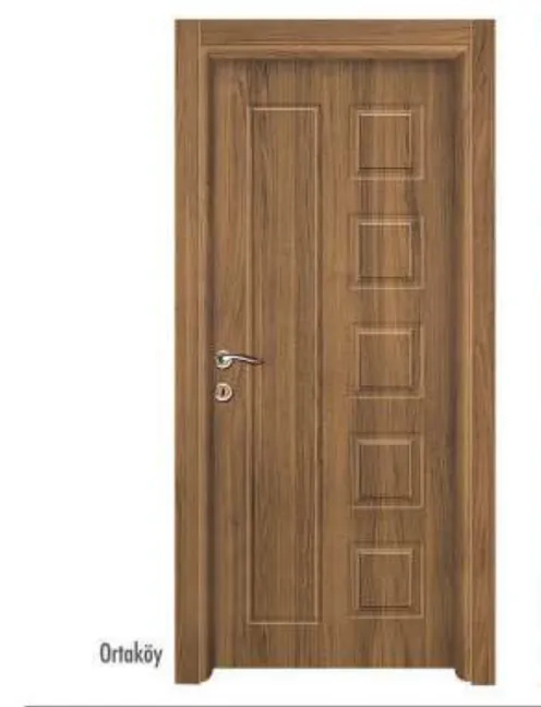 Porte intérieure en PVC Ortakoy aspect bois brun avec design à panneaux (10 cm)