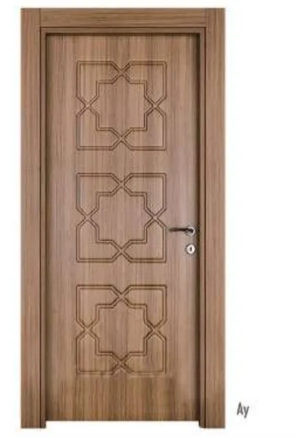 Porte intérieure en PVC aspect bois Ay avec panneaux géométriques (209x86, 10 cm)