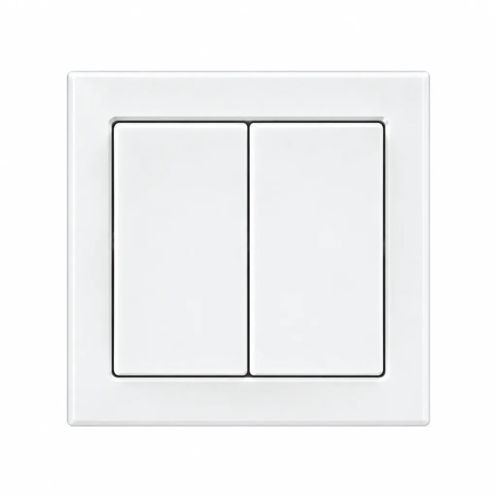 Interrupteur unipolaire double blanc avec plaque carrée