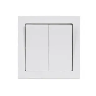 Interrupteur unipolaire double blanc avec plaque carrée