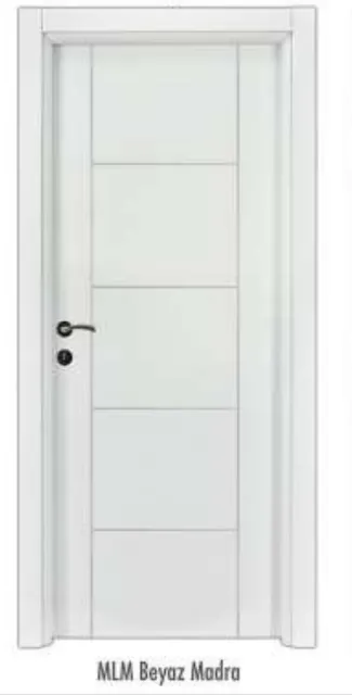 White Madra Melamine Interior Door with Horizontal Panel Design (209x86, 10cm)