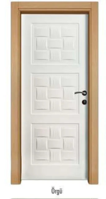 Örgü White Interior Panel Door with Woven-Effect Raised Panels (10cm)