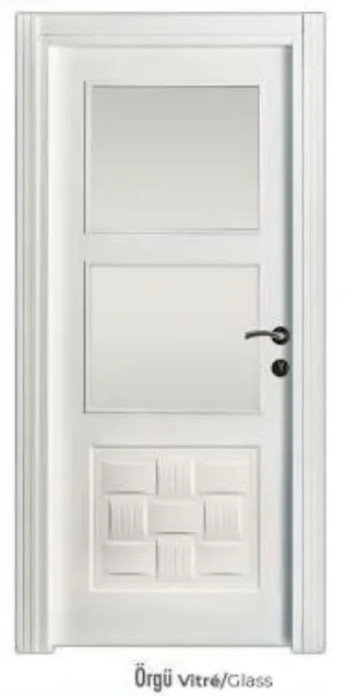 Örgü White Glazed Interior Panel Door with Decorative Lower Panel (209x86, 10cm)