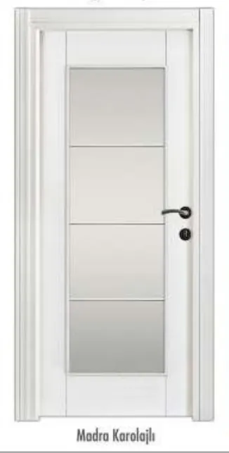 Panneau de porte intérieure Madra avec moulure d'angle blanche et panneaux rectangulaires encastrés (209x86, 10 cm)
