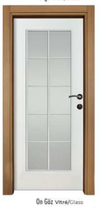 On Goz White Glazed Interior Panel Door with Divided Glass Panel (10cm)