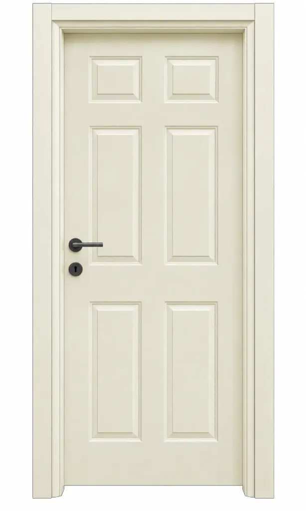 Off-White 6-Panel Raised Panel Door with Lever Handle (10cm)