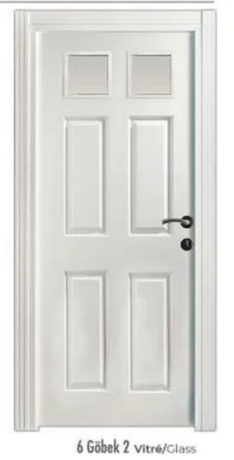 White 6-Panel Door with 2 Glass Panels (10cm)