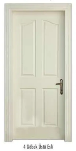 Porte intérieure arquée crème à 4 panneaux surélevés