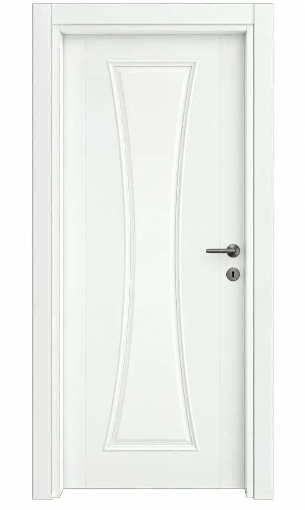 Porte intérieure à panneaux blanche style sablier avec panneau central mouluré (209x86, 10 cm)