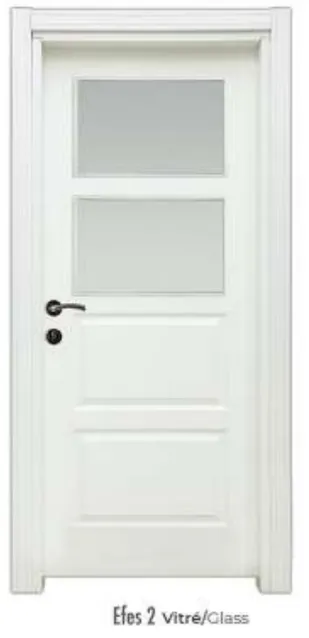 Efes 2 White Glazed Interior Panel Door with Glass Sections (10cm)