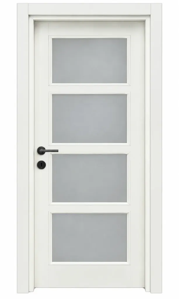 [Efes 4 Vitre Panel] Efes White Interior Panel Door with Four Glazed Panels (10cm)