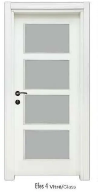 [Efes 4 Vitre Panel] Efes White Interior Panel Door with Four Glazed Panels (10cm)