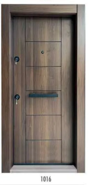 [1016] Porte extérieure en acier effet bois avec lignes horizontales de panneaux