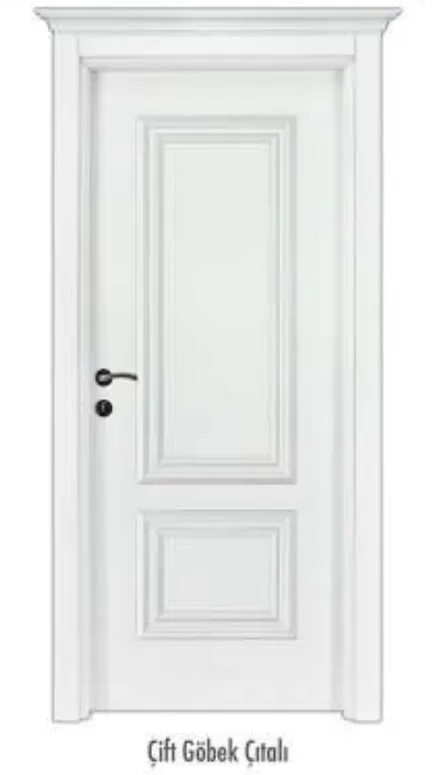 White Two-Panel Lacquer Interior Door with Moldings (10cm)