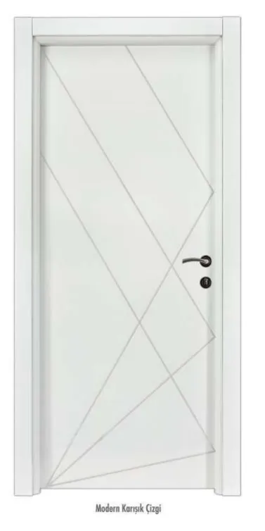 Porte intérieure laquée blanche à motif moderne de lignes mixtes (10 cm)