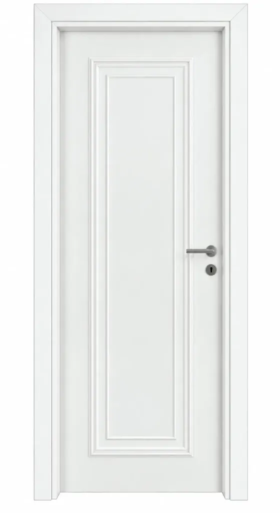 White Lacquer Door with Single Center Panel and Double Lines (10cm)