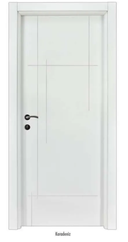 Porte intérieure laquée blanche Karadeniz avec design à panneaux linéaires (209x86, 10 cm)