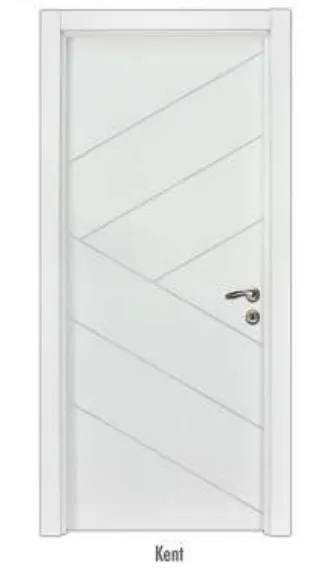 Kent White Lacquered Interior Door with Diagonal Grooved Design (10cm)