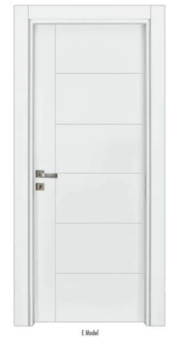 Porte à panneaux laquée blanche modèle E avec poignée à levier (10 cm)
