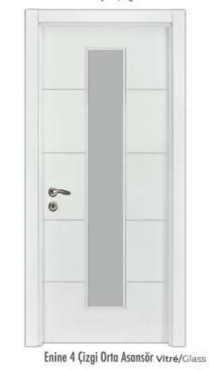 Porte intérieure laquée blanche Enine avec panneau de verre central