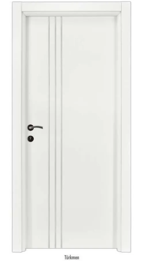 Turkmen White Lacquer Interior Door with Vertical Panel Detail (10cm)