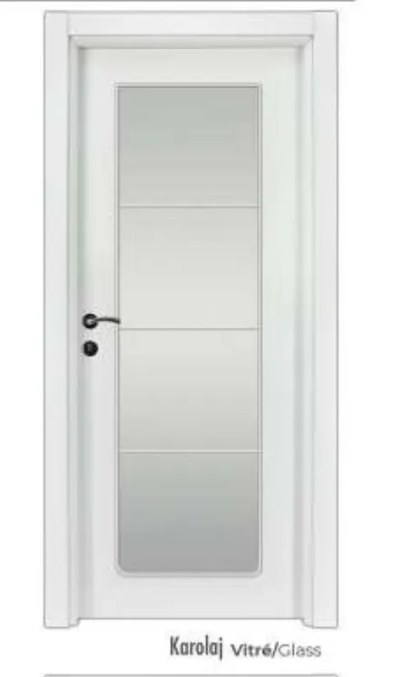 Karolaj Vitre White Lacquered Interior Door with Glass Panel (209x86, 10cm)