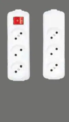 [9270205] White 3 Gang Unearthed Switched Socket with 5 m Cord