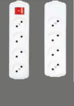 [9280102] White 4 Gang Unearthed Group Socket with 2 m Cord and Red Switch
