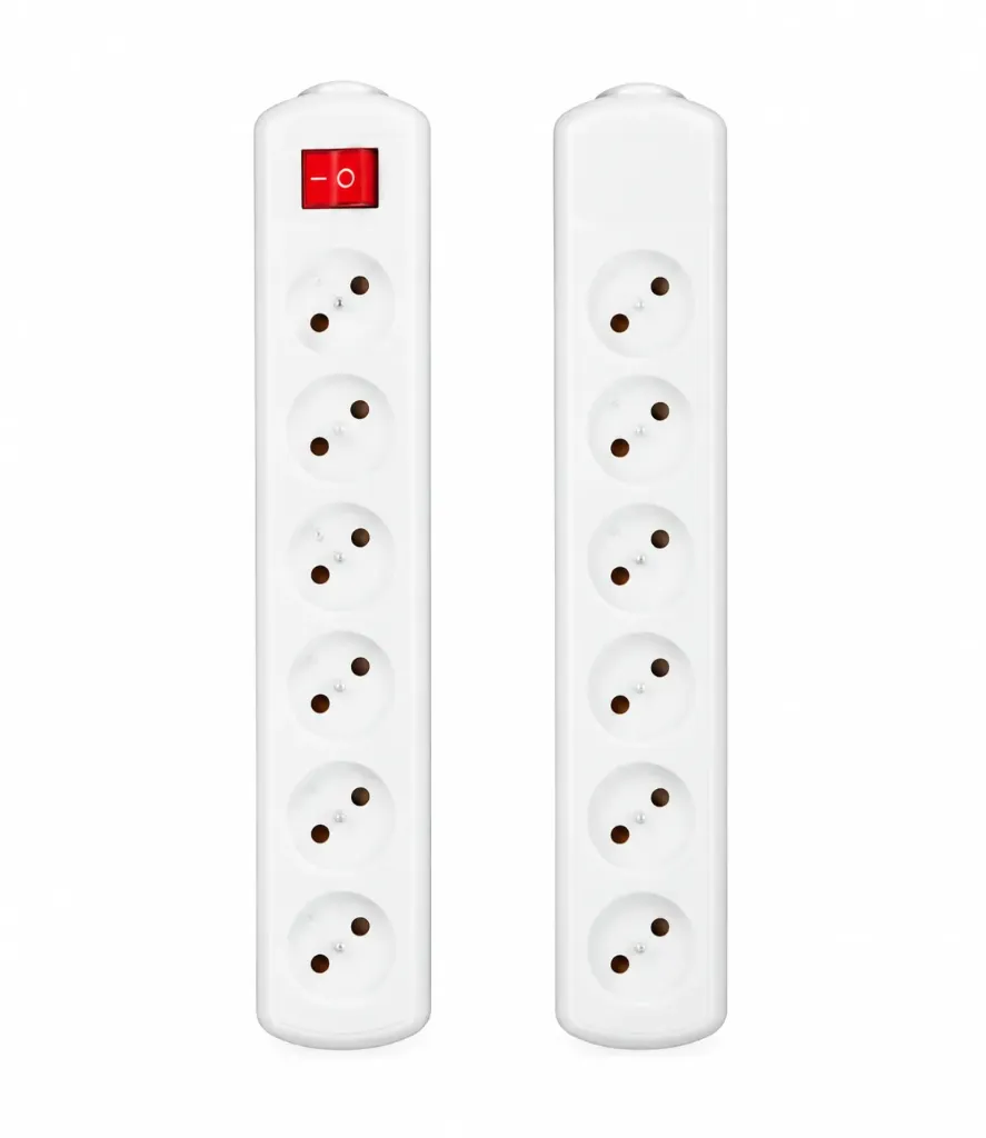 [9290102] White 6-Gang Unearthed Group Socket with 2 m Cord
