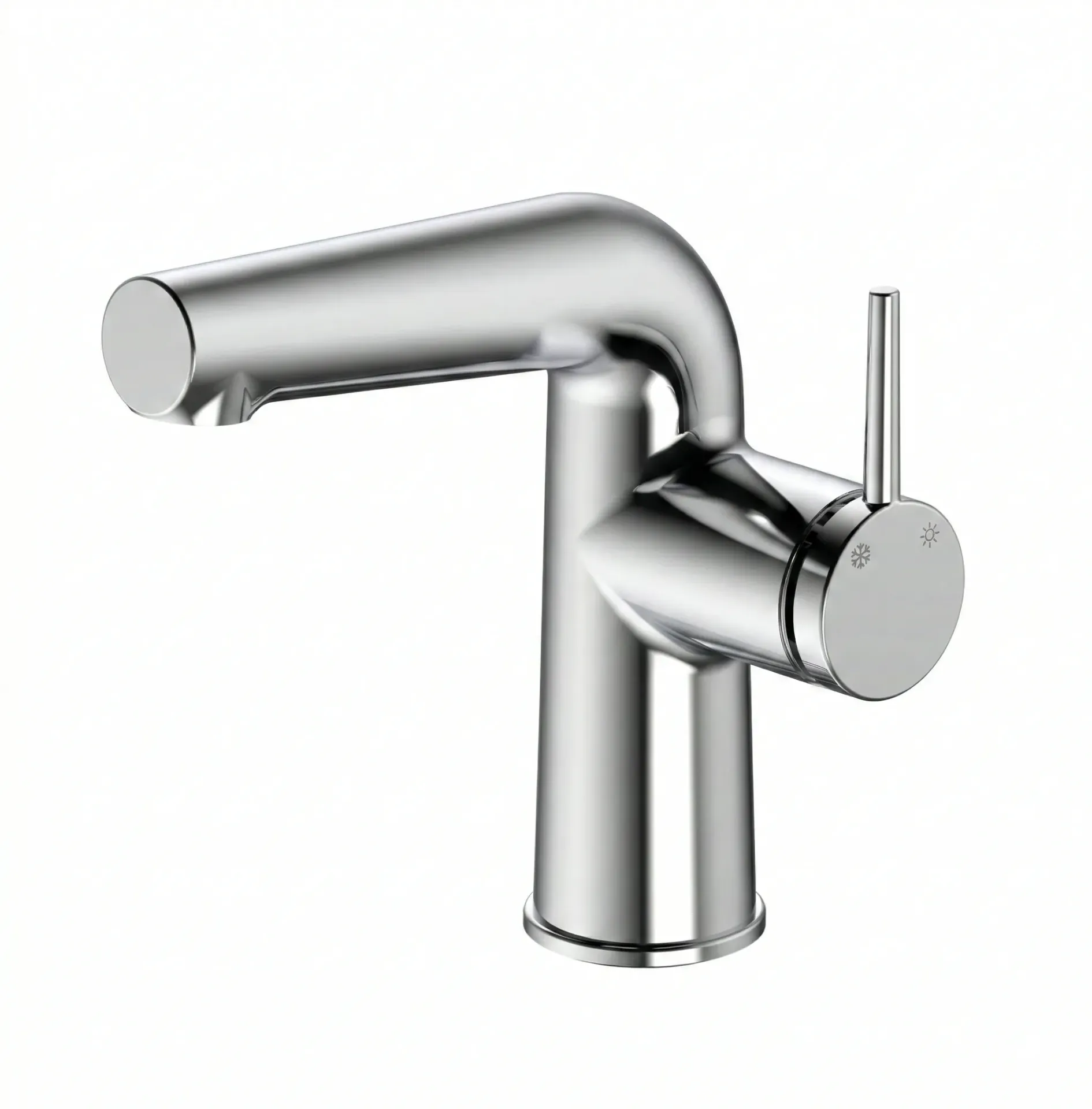 [MLB195-BN] Robinet de lavabo à levier unique Aduro aspect chrome monté sur plage avec bec tubulaire