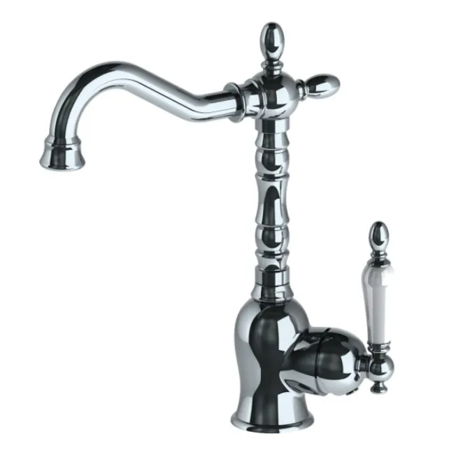 [MTL180] Robinet monobloc pour lavabo au style rétro aspect chrome avec bec courbé
